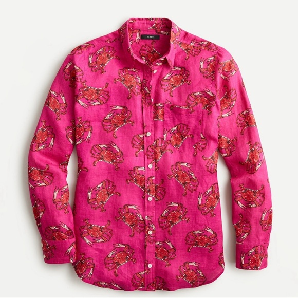 J. Crew Tops - J. Crew Ratti Linen King Crab Print Button Up Shirt